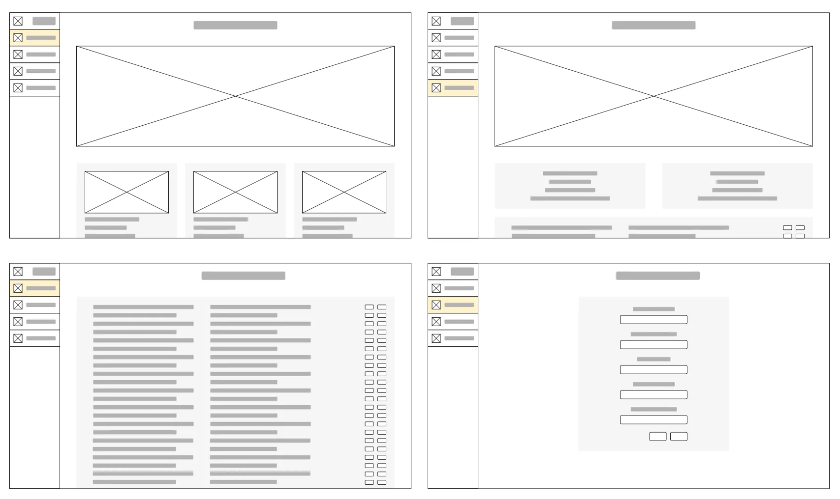 Image of the Desktop Digital Wireframe (Primary 4 Screens).