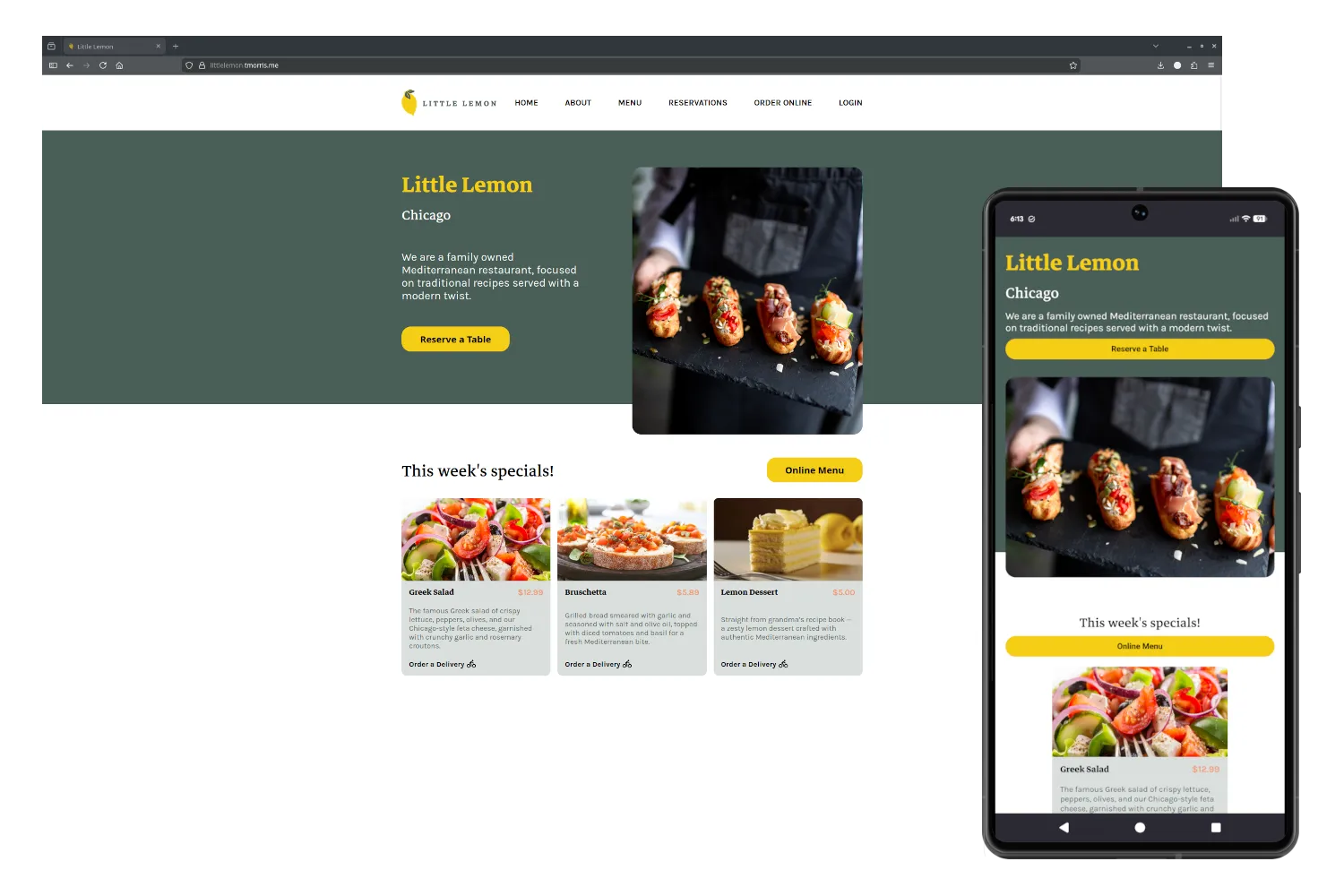 Image of the Little Lemon hero section.